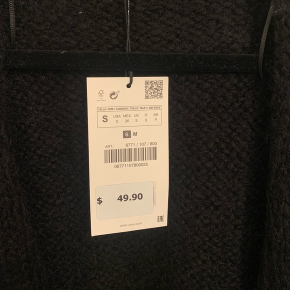 Zara Black Long Cardigan - S NWT - Picture 3 of 4